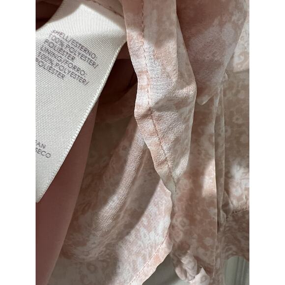 Rebecca Minkoff Women Viko pink floral Tie Neck Long Sleeve Top size M A001792 - Picture 10 of 11